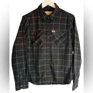 DIXXON Women’s Company Flannel Black Shirt Yellow Windowpane  Stay GOLD 🌻